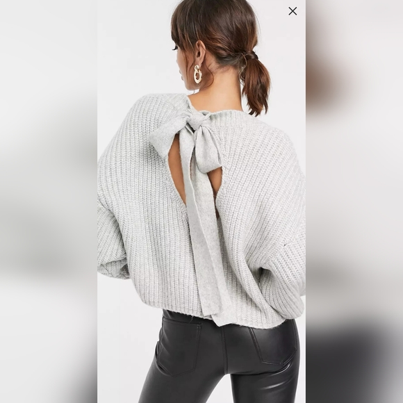 Asos Design Premium Chunky Rib Jumper With Tie Back Sweater - Picture 1 of 7